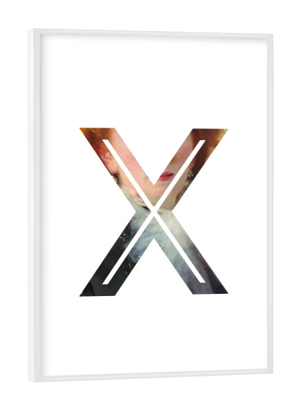 Poster mit weißem Rahmen "IMPRESS-LETTER X" artboxONE - Typografie,Fashion,Buchstaben,Buchstaben / X
