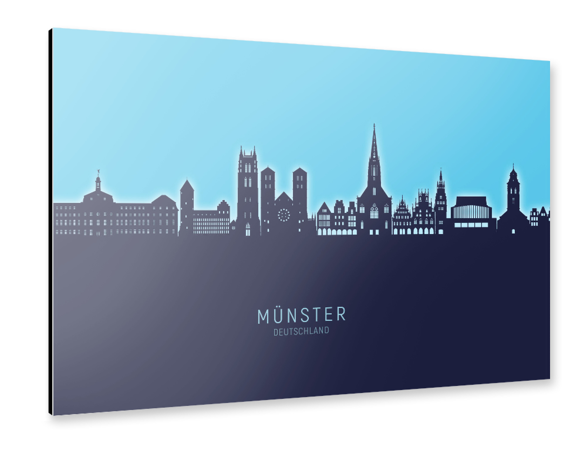 Alu-Dibond "Münster Germany Skyline Glow Blue" 75x50 cm artboxONE