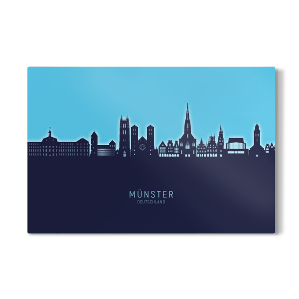 Galerie-Print "Münster Germany Skyline Glow Blue" 30x20 cm artboxONE
