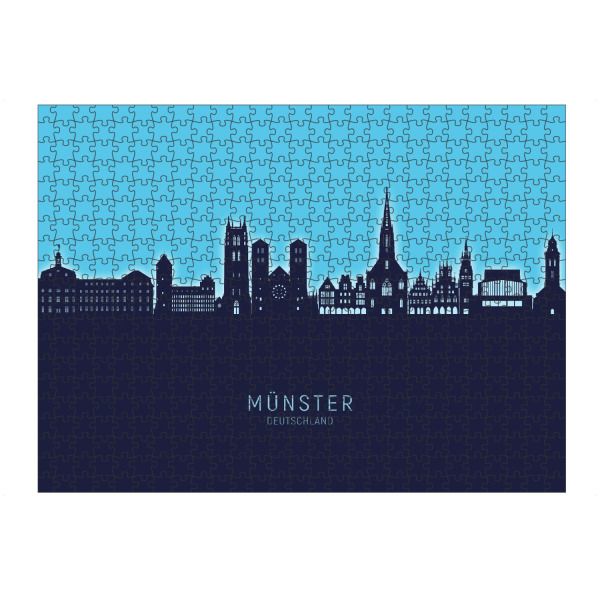 artboxONE Puzzle "Münster Germany Skyline Glow Blue" artboxONE - Städte