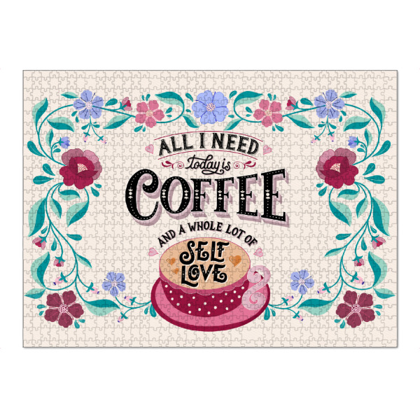 Puzzle Ravensburger "Kaffee und ganz viel Selbst-Liebe" artboxONE - Typografie,Floral,Essen & Trinken