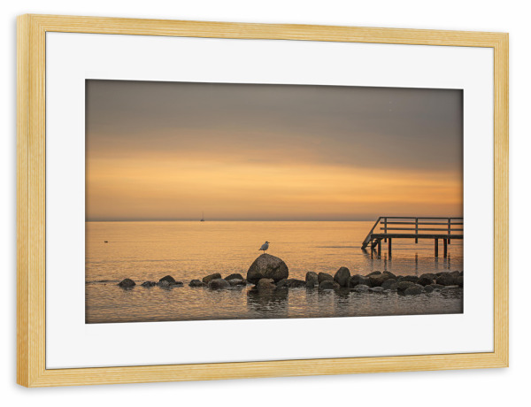 Poster mit Rahmen kiefer "Morgenidylle in Niendorf" artboxONE - Natur,Reise / Strand und Meer