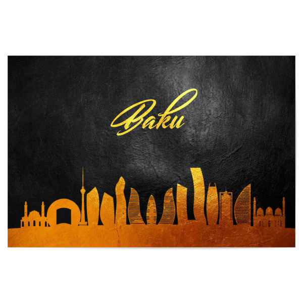 Poster 30x20 cm "Baku Azerbaijan Gold Skyline" artboxONE - Städte - Gold,Skyline