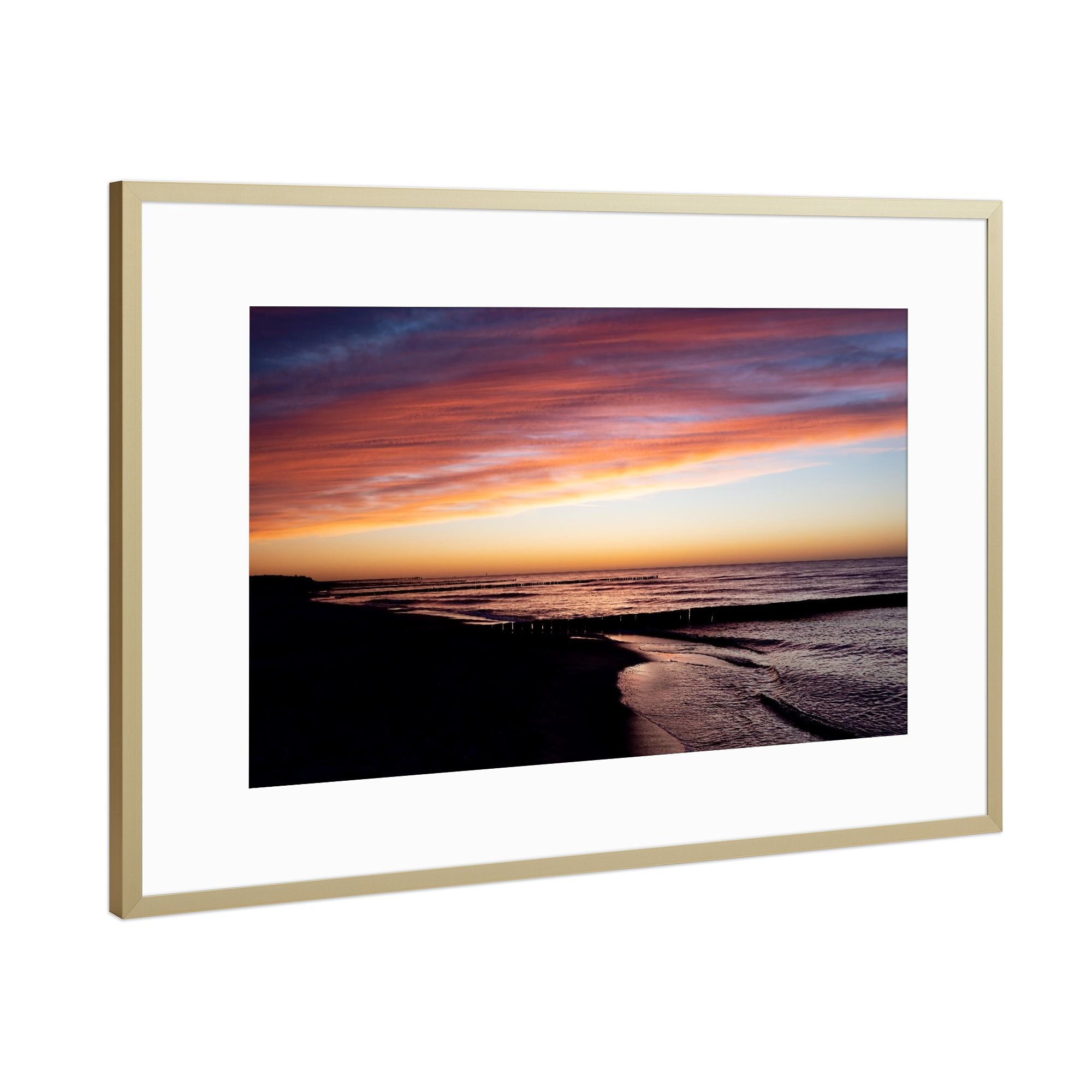 Poster mit Rahmen Gold "Farbenspiel an der Ostsee" artboxONE - Natur,Reise,Reise / Strand und Meer