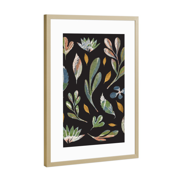 Poster mit Rahmen Gold "African Plants" artboxONE - Floral,Abstrakt - Plant,Leaf,Nature,Natur,Blätter,Leaves,Green,Botanical,Botanisch