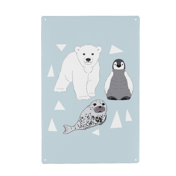 Holzbild "Arktische Tierkinder" artboxONE - Natur,Für Kinder,Tiere,Weihnachten