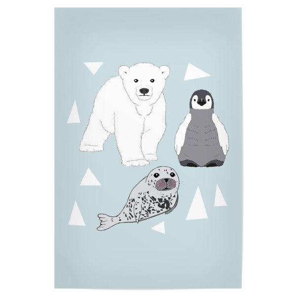Poster 30x20 cm "Arktische Tierkinder" artboxONE - Natur,Für Kinder,Tiere,Weihnachten