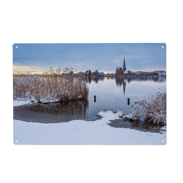 Holzbild "Schilf, Warnow, Gebäude" artboxONE - Natur,Reise,Architektur,Städte / Weitere