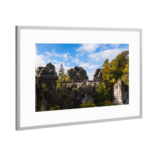Poster mit Rahmen Silber "Felsen, Bäume und Bastei" artboxONE - Natur,Reise,Architektur