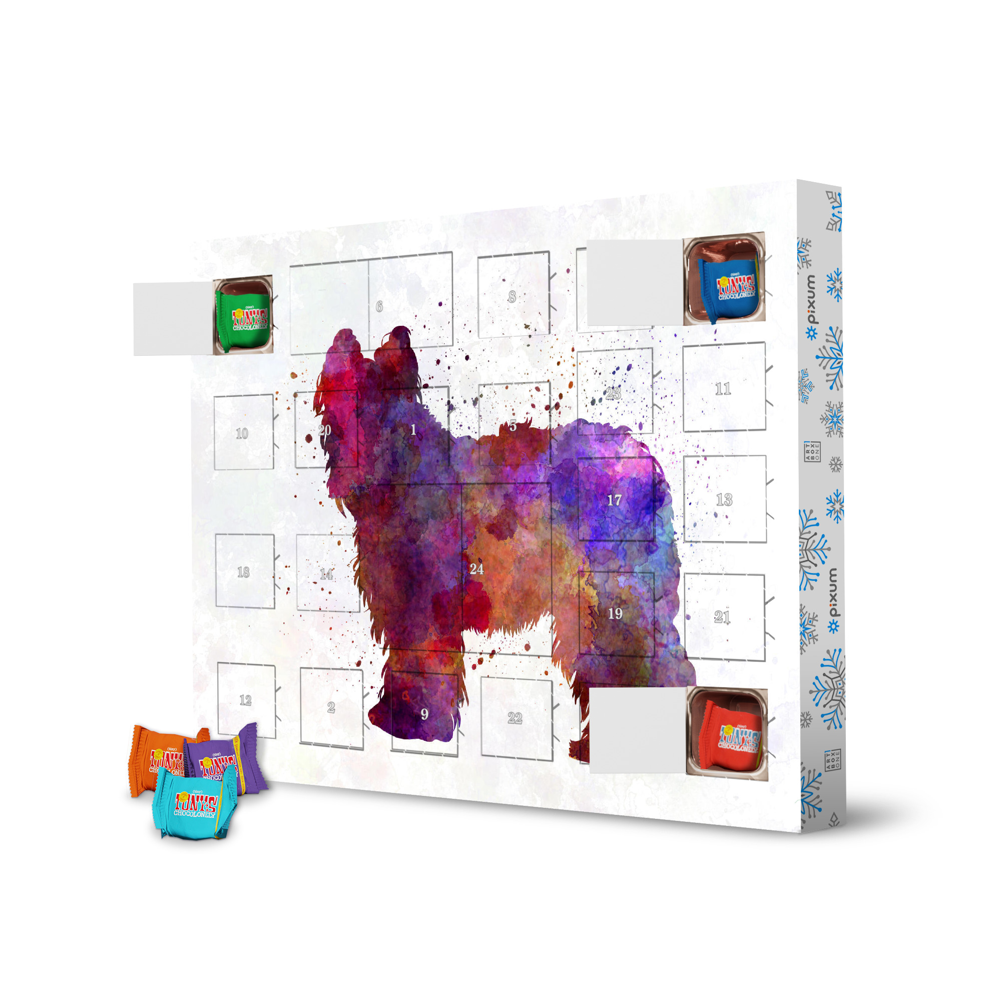 Adventskalender mit Tony's Chocolonely Briard in watercolor artboxONE Adventskalender Tiere