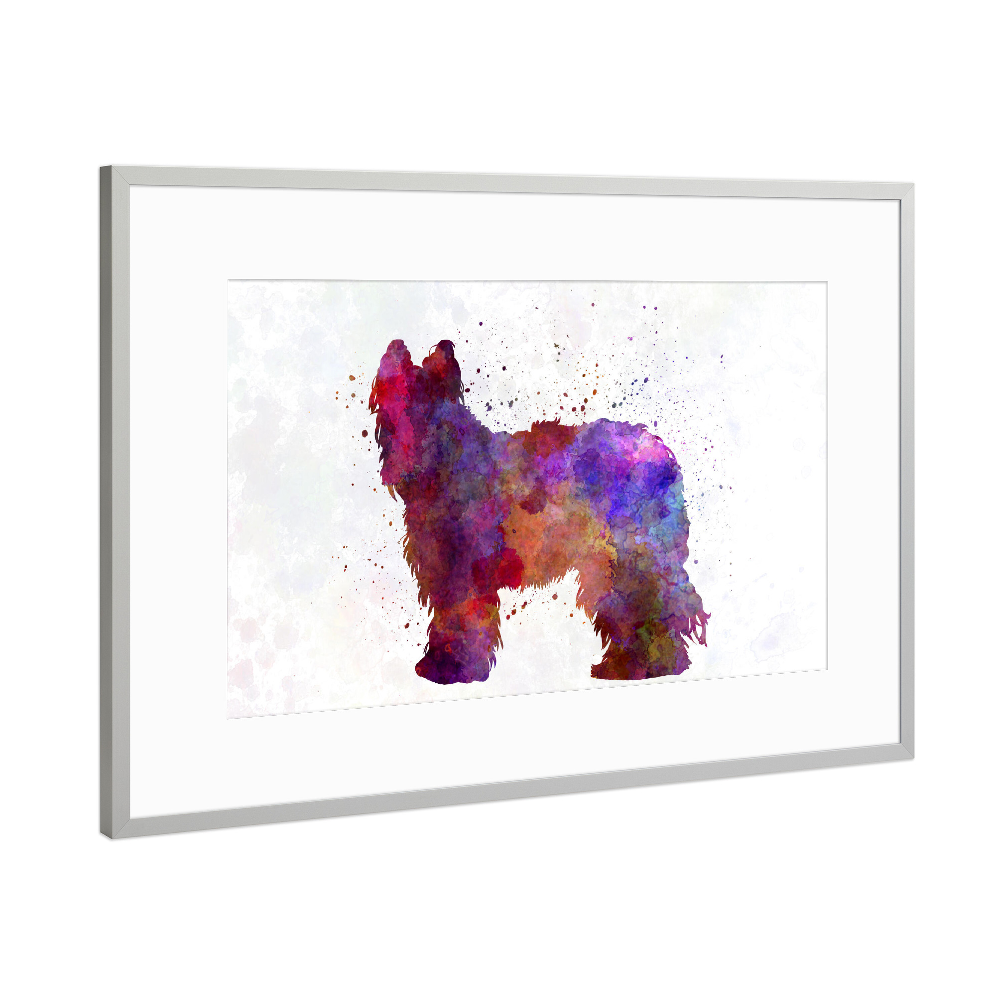 Poster mit Rahmen Silber "Briard in watercolor" artboxONE - Tiere,Abstrakt