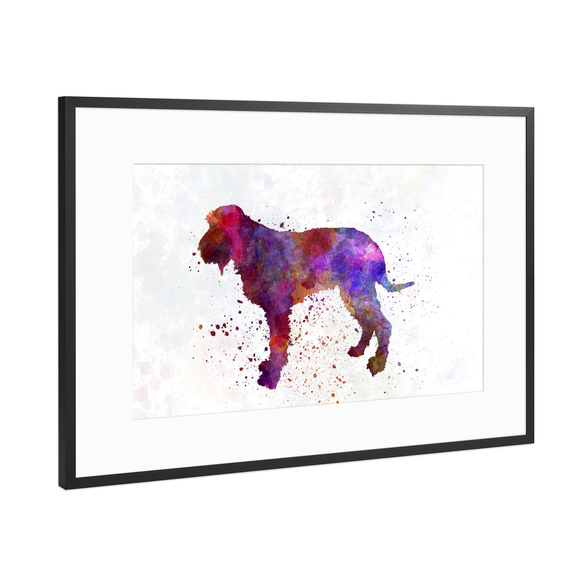 Poster mit Rahmen Schwarz (Metallic) "Blue Gascony Griffon in watercolor" artboxONE - Tiere