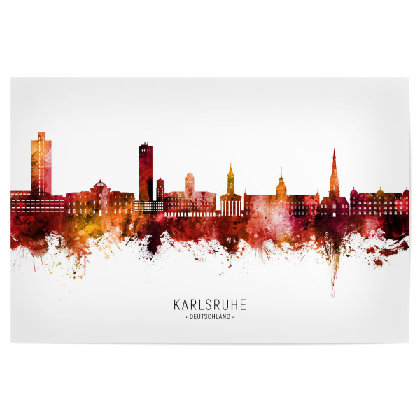 Poster 30x20 cm "Karlsruhe Skyline Red Name" artboxONE - Städte