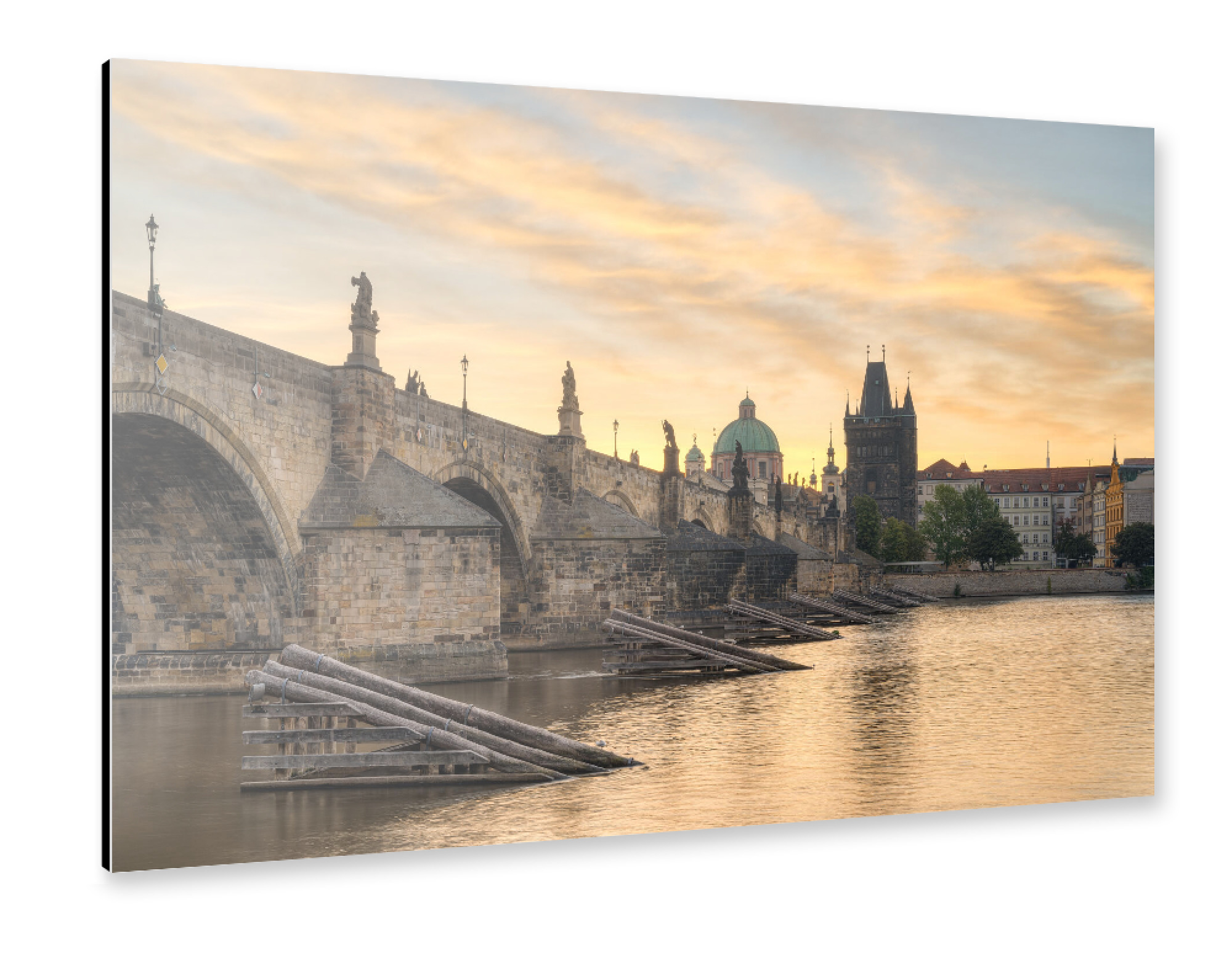 Alu-Dibond "Karlsbrücke in Prag Sonnenaufgang" 75x50 cm artboxONE