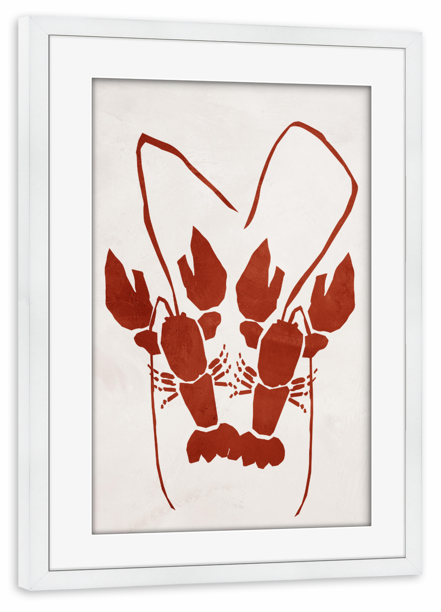 Poster mit Rahmen weiß "My Lobster by Tas" artboxONE - Tiere,Abstrakt,Liebe