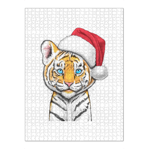 Puzzle Ravensburger "Tiger in a hat" artboxONE - Tiere,Weihnachten