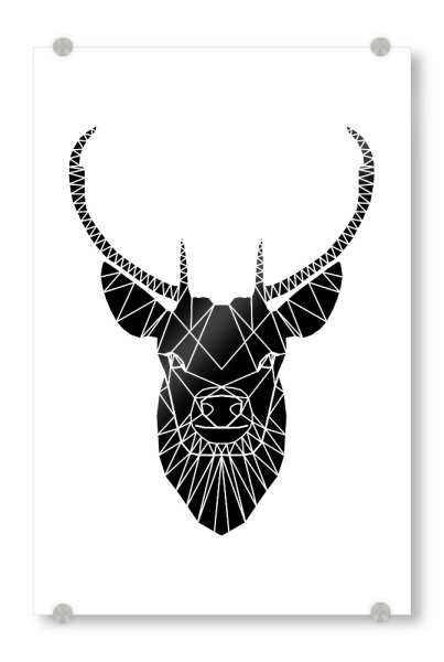 Acrylglasbild "Geometrie Hirsch - Schwarzweiß" artboxONE - Natur,Tiere,Abstrakt,Geometrie