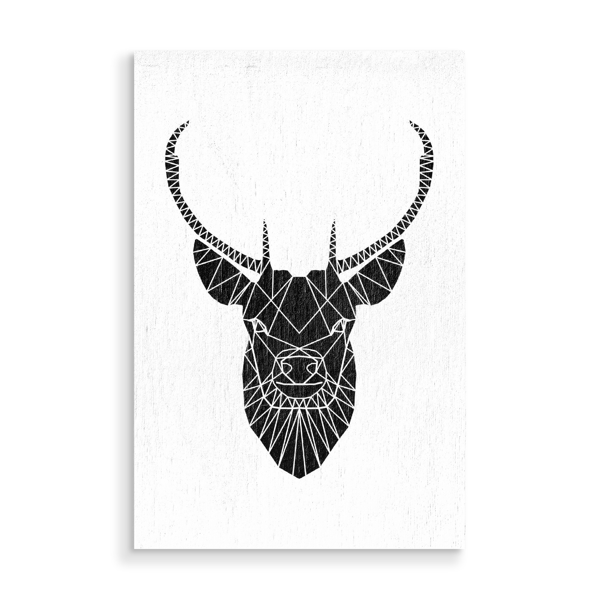 Holzbild "Geometrie Hirsch - Schwarzweiß" artboxONE - Natur,Tiere,Abstrakt,Geometrie