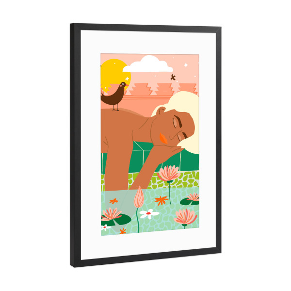 Poster mit Rahmen Schwarz (Metallic) "Sunkissed Skin & a Tropical Sky" artboxONE - Tiere,Menschen