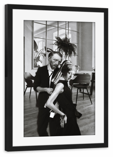 Poster mit Rahmen schwarz "Girl and Vincent by Tas" artboxONE - Floral,Menschen,Schwarzweiß