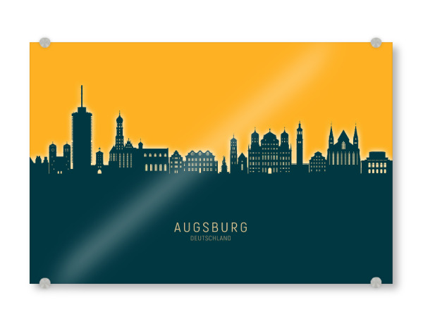 Acrylglasbild "Augsburg Germany Skyline Citrus" artboxONE - Städte