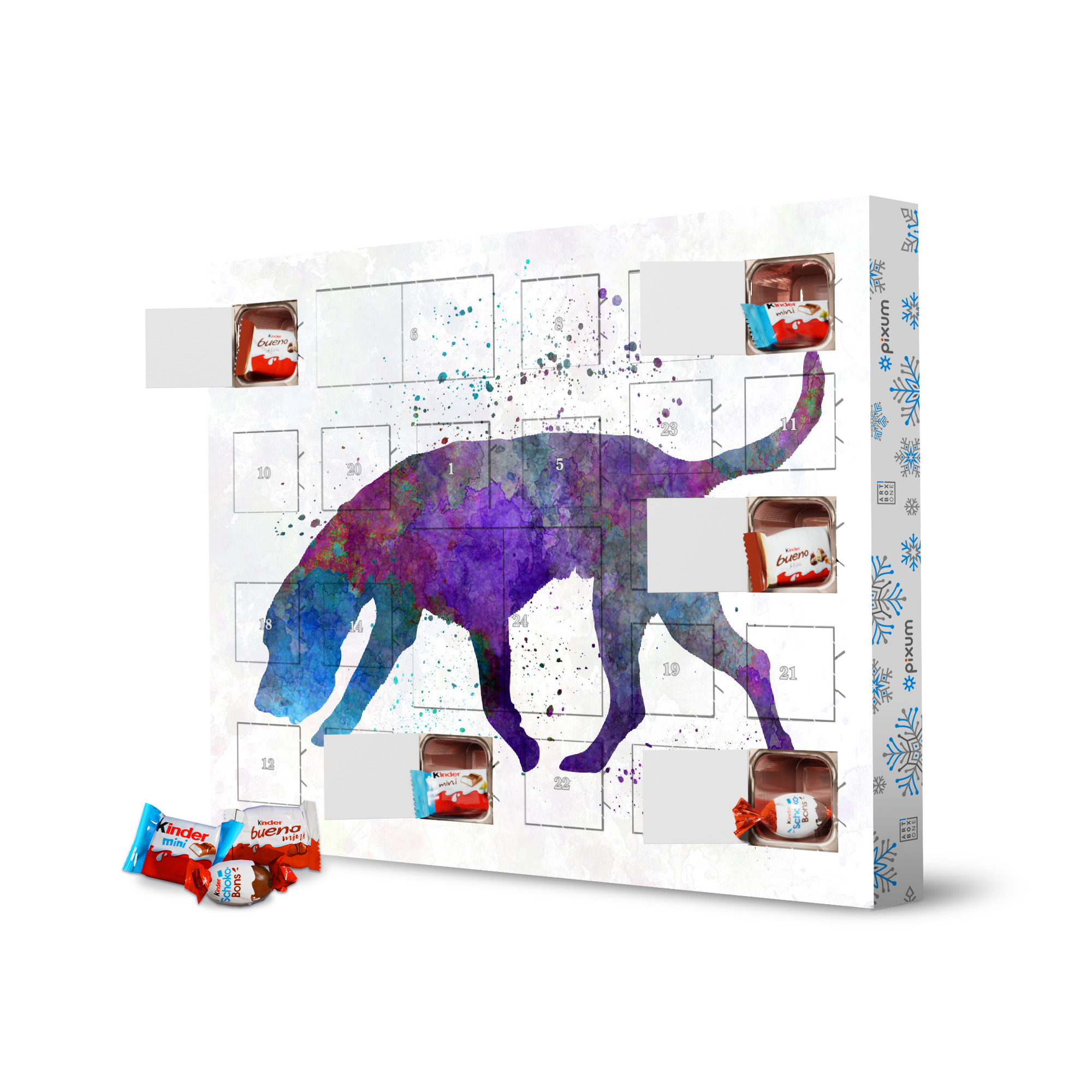 Adventskalender XXL mit Produkten von Kinder Artois hound dog in watercolor artboxONE Adventskalender Tiere