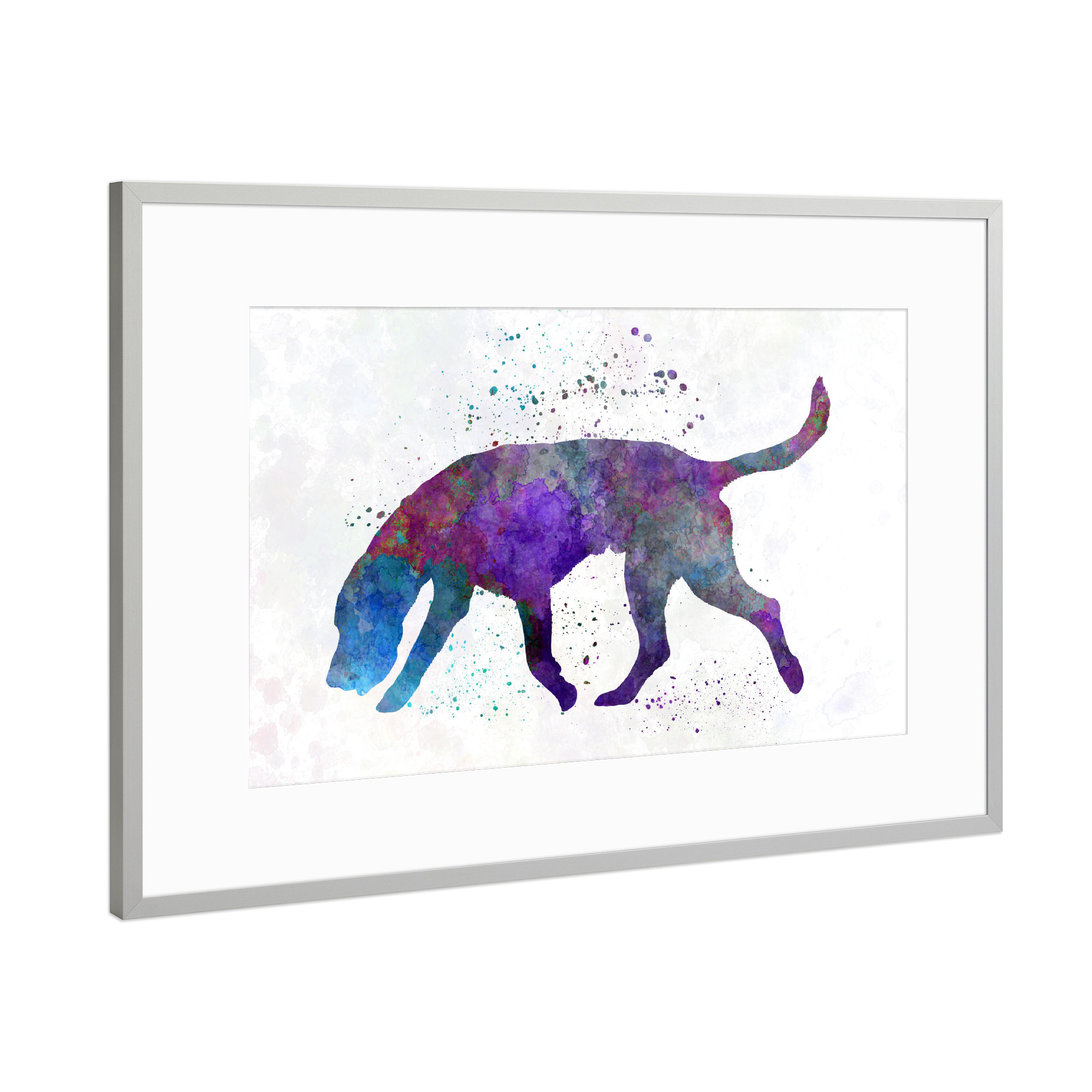 Poster mit Rahmen Silber "Artois hound dog in watercolor" artboxONE - Tiere - Dog,Pet,Childish,Watercolor,Decorative,Nursery decor,Animal,Animals,Dogs
