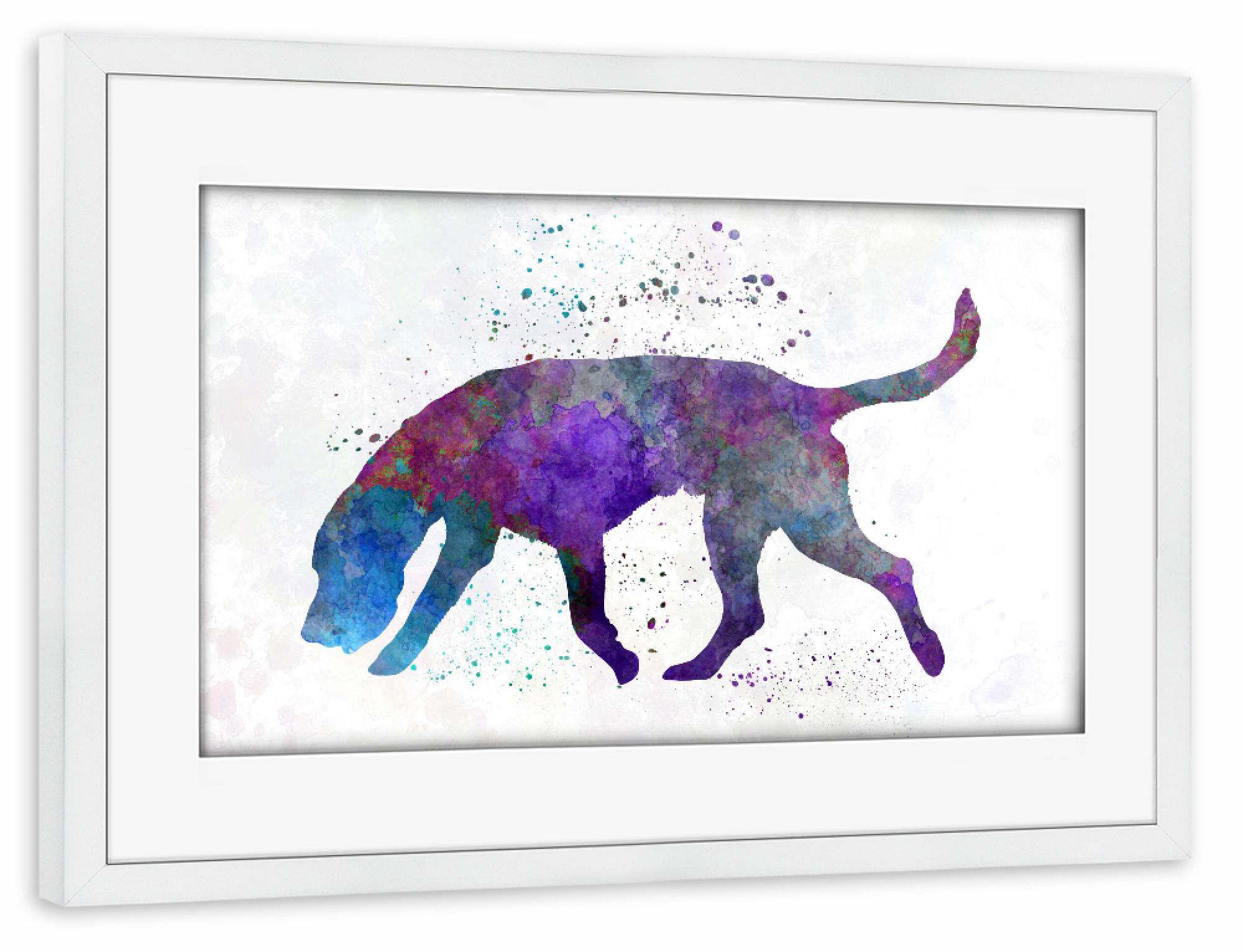 Poster mit Rahmen weiß "Artois hound dog in watercolor" artboxONE - Tiere - Dog,Pet,Childish,Watercolor,Decorative,Nursery decor,Animal,Animals,Dogs