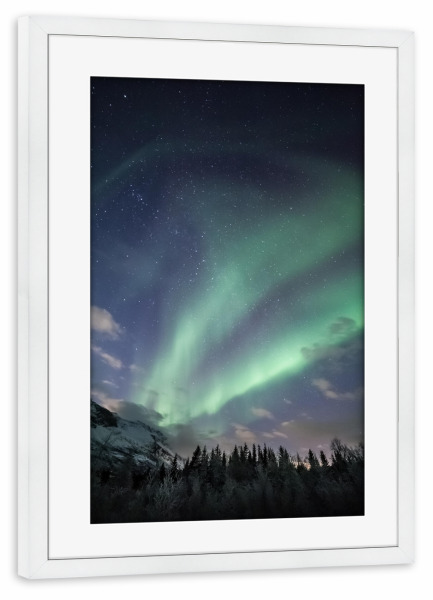 Poster mit Rahmen weiß "Polarlicht in Norwegen" artboxONE - Natur,Galaxy