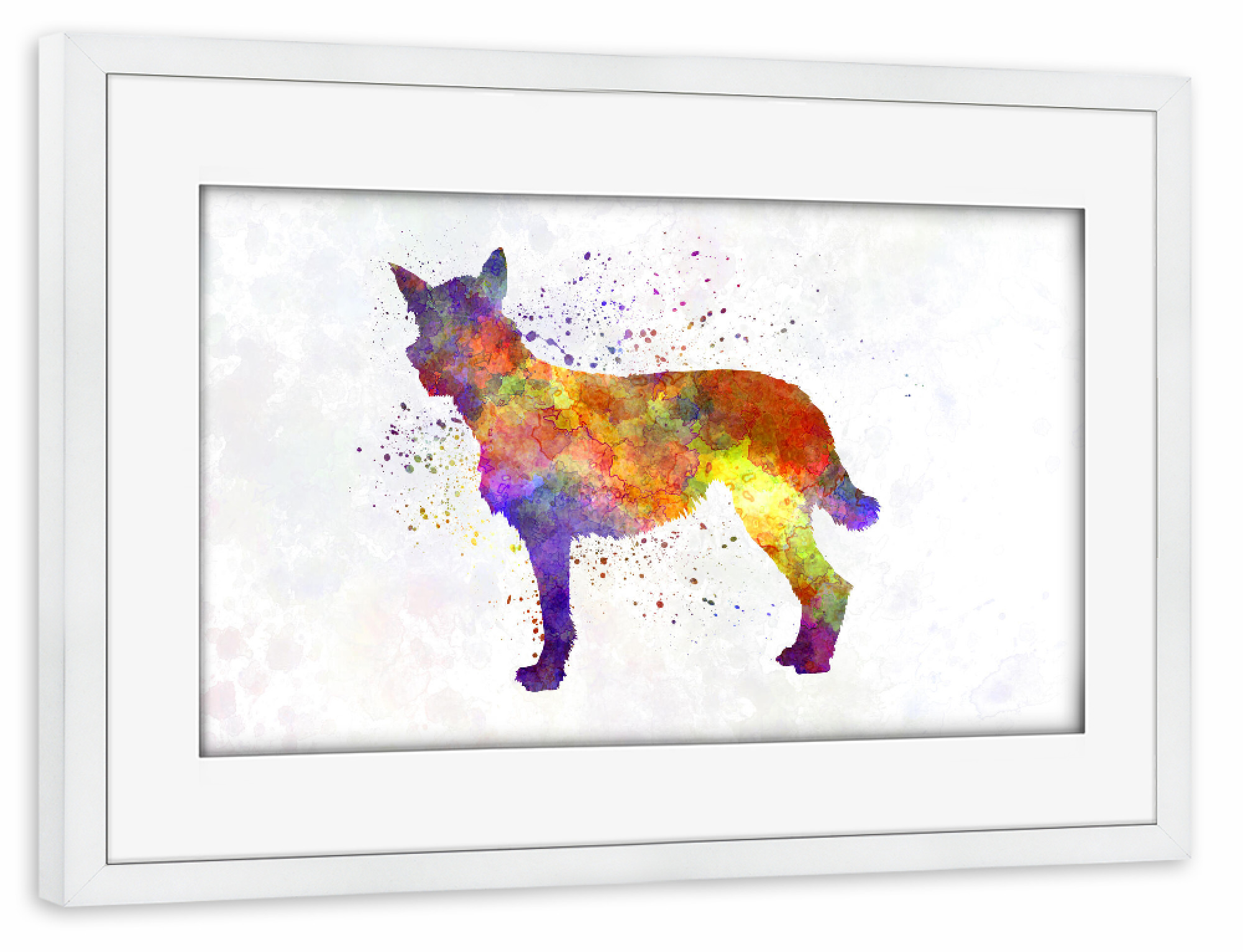 Poster mit Rahmen weiß "Bouvier des Ardennes in watercolor" artboxONE - Tiere,Abstrakt