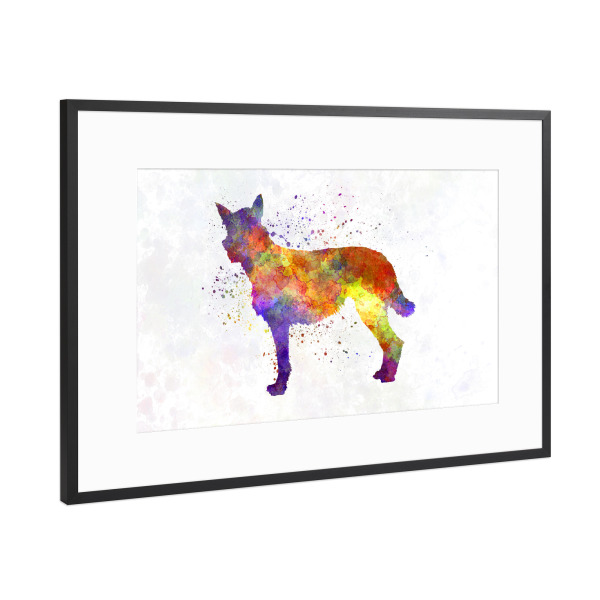 Poster mit Rahmen Schwarz (Metallic) "Bouvier des Ardennes in watercolor" artboxONE - Tiere,Abstrakt