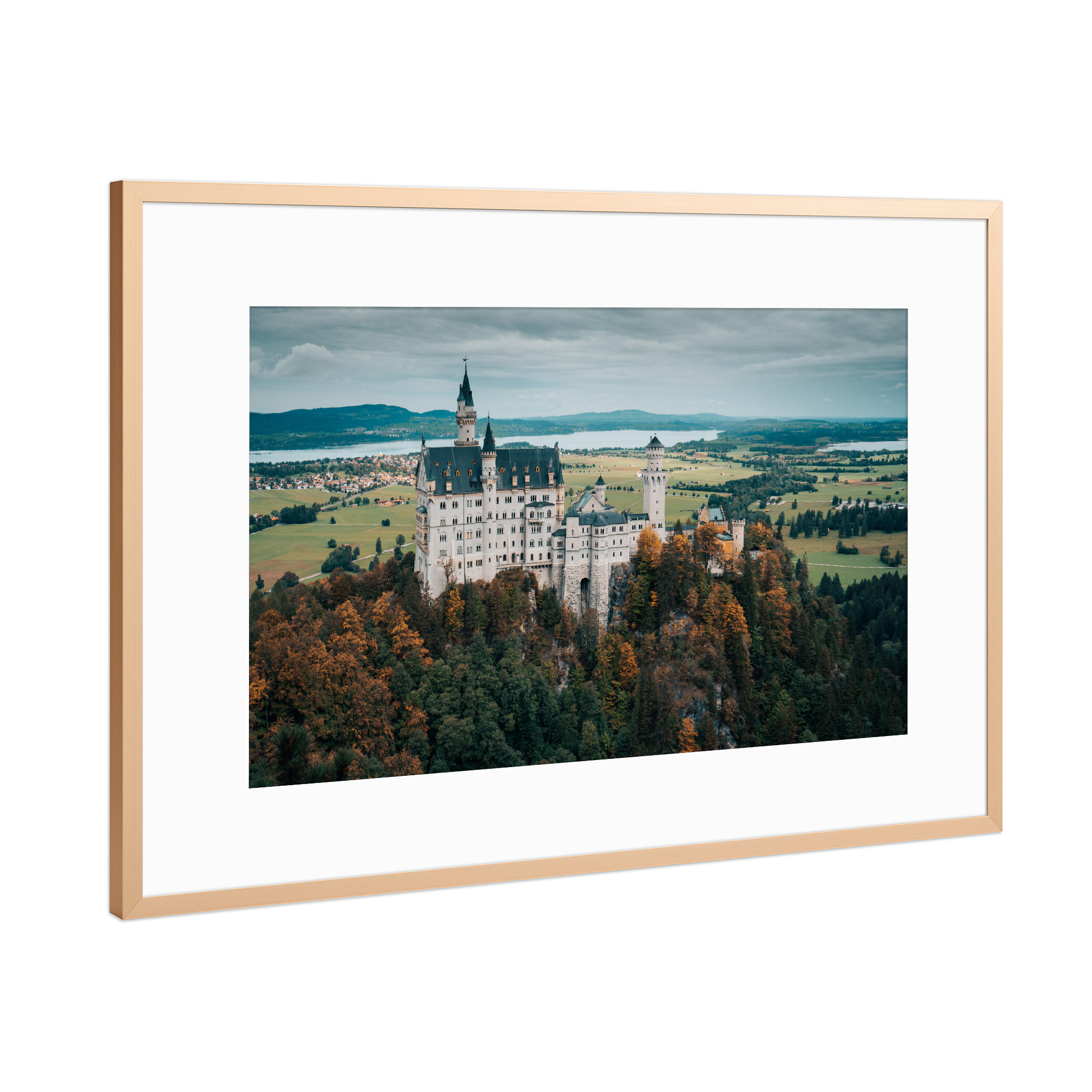 Poster mit Rahmen Kupfer "Schloss Neuschwanstein, Bayern" artboxONE - Reise,Architektur
