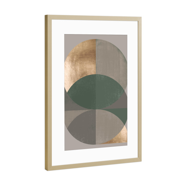Poster mit Rahmen Gold "Gray Abstract Geometric" artboxONE - Abstrakt,Geometrie