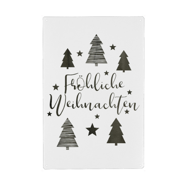 Metall Poster "Fröhliche Weihnachten Aquarell" artboxONE - Typografie,Natur,Geometrie,Weihnachten
