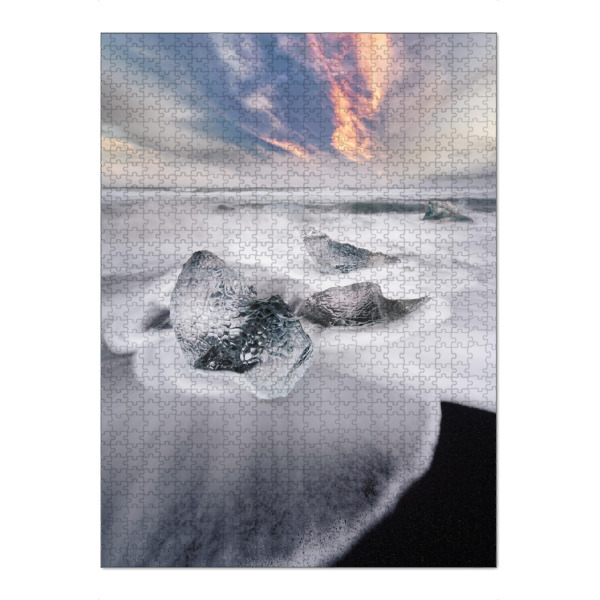 Puzzle Ravensburger "Dynamik am Eisstrand" artboxONE - Natur,Schwarzweiß,Reise / Strand und Meer