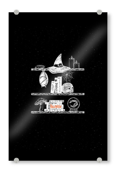 Acrylglasbild "Halloween shelf chalk" artboxONE - Essen & Trinken / Alkohol