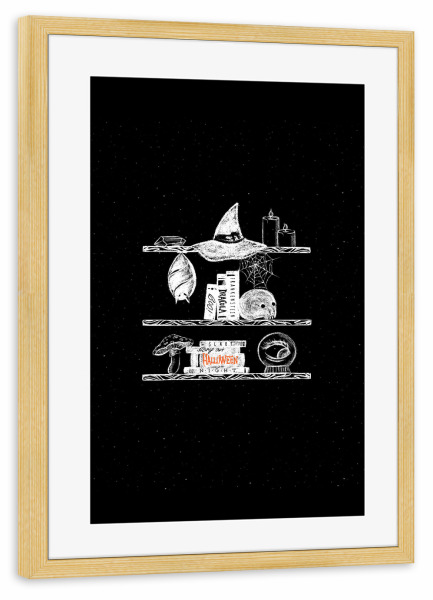 Poster mit Rahmen kiefer "Halloween shelf chalk" artboxONE - Essen & Trinken / Alkohol