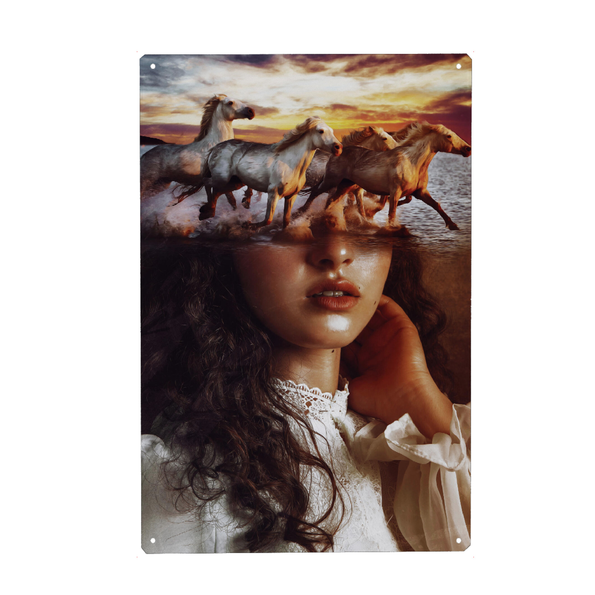 Holzbild "Horses at the beach" artboxONE - Natur,Tiere,Menschen