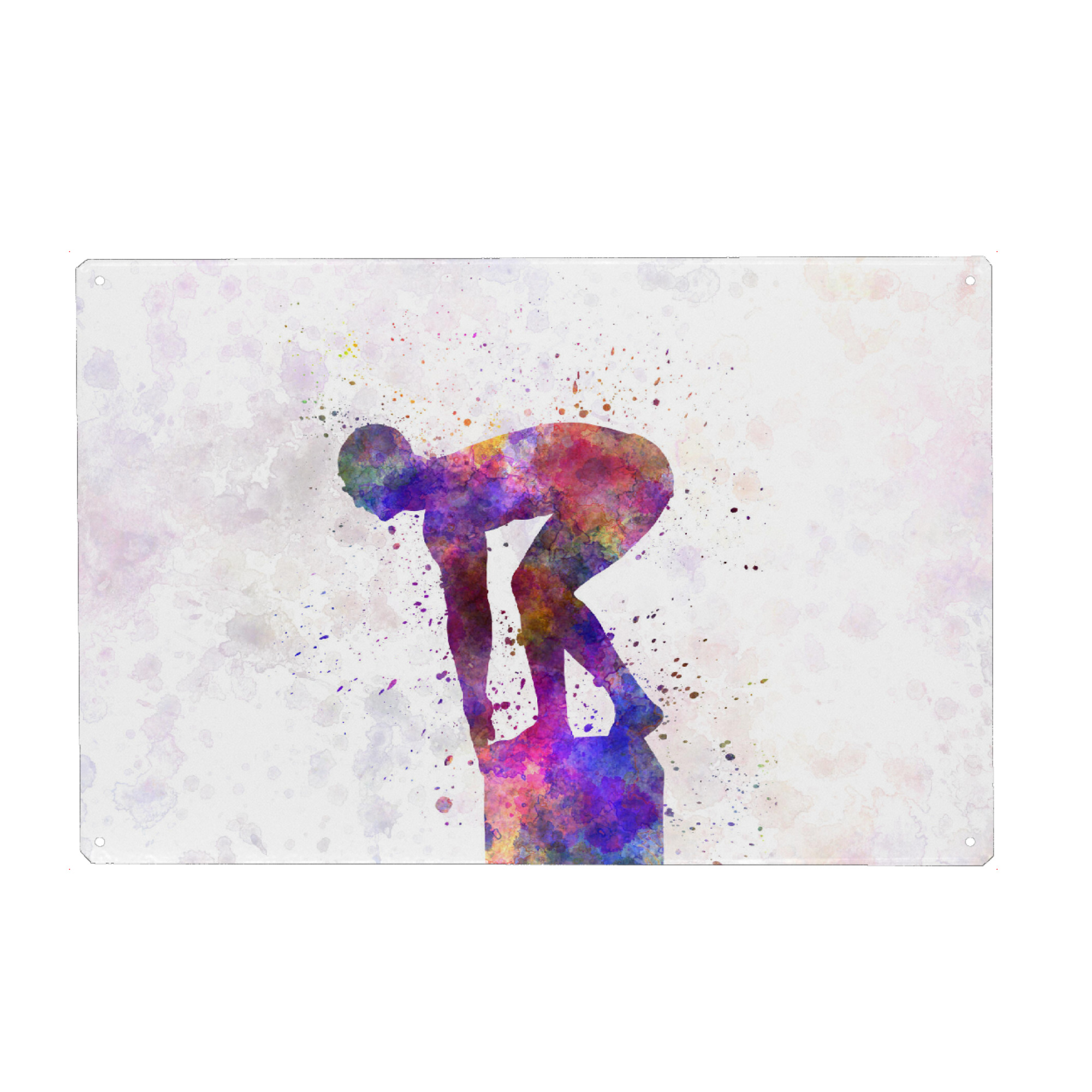 Metall Poster "Swimmer in watercolor" artboxONE - Sport - Watercolor,Sport,Sports,Colorful,Illustration,Swimmer,Swimming,Pool,Olympic,Trampoline