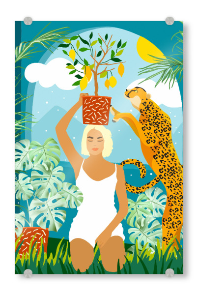 Acrylglasbild "Bring The Jungle Home Illustration" artboxONE - Tiere,Menschen
