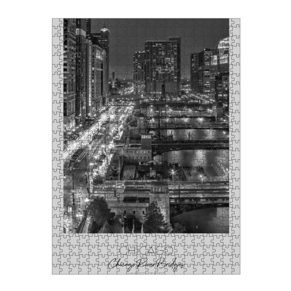 Puzzle Ravensburger "Im Fokus: CHICAGO RIVER Brücken" artboxONE - Schwarzweiß,Architektur,Städte / Chicago