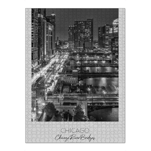 Puzzle Ravensburger "Im Fokus: CHICAGO RIVER Brücken" artboxONE - Schwarzweiß,Architektur,Städte / Chicago