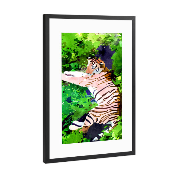 Poster mit Rahmen Schwarz (Metallic) "Blush Tiger" artboxONE - Tiere