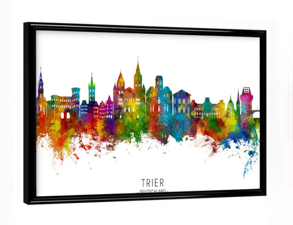 Poster mit schwarzem Rahmen "Trier Germany Skyline txt" artboxONE - Städte