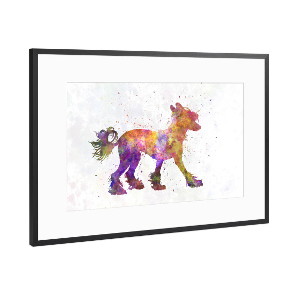 Poster mit Rahmen Schwarz (Metallic) "Chinese crested dog" artboxONE - Tiere,Abstrakt