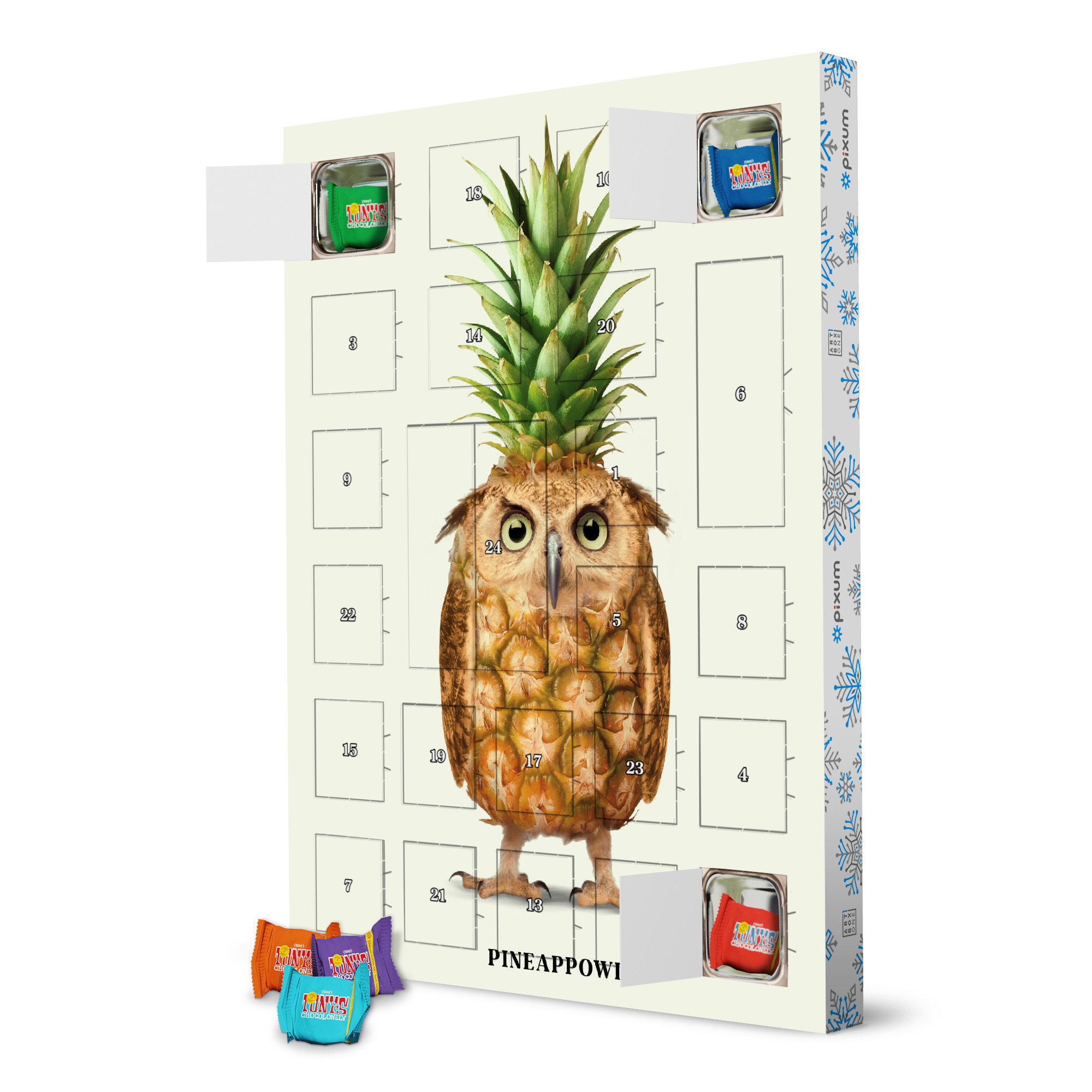 Adventskalender mit Tony's Chocolonely Pineappowl artboxONE Adventskalender Tiere