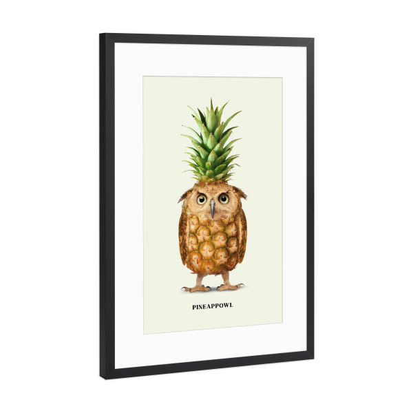 Poster mit Rahmen Schwarz (Metallic) "Pineappowl" artboxONE - Tiere,Essen & Trinken / Obst & Gemüse,Lustig