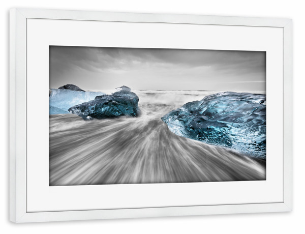 Poster mit Rahmen weiß "Blaues Eis" artboxONE - Natur,Reise,Reise / Strand und Meer