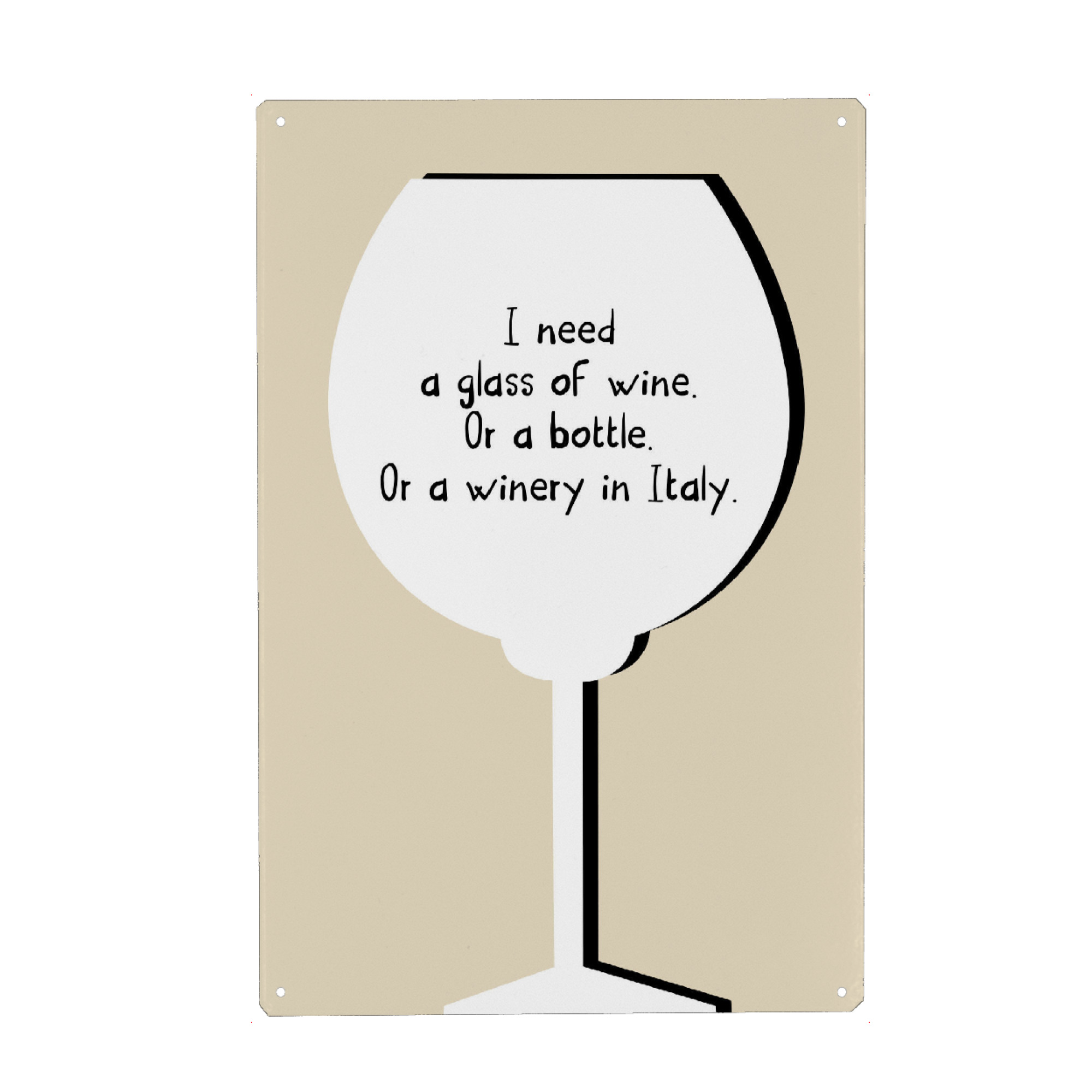 Metall Poster "I need wine" artboxONE - Typografie,Weihnachten,Für Mama,Essen & Trinken / Alkohol,Lustig
