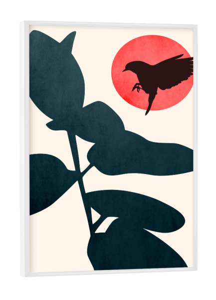 Poster mit weißem Rahmen "Japanese Birds" artboxONE - Natur,Tiere,Abstrakt